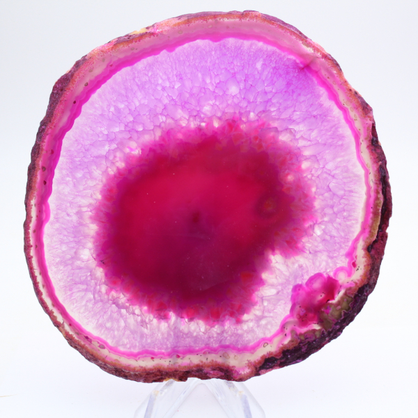 Skiva av färgad rosa agat för samling