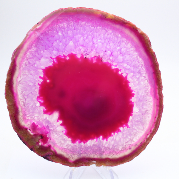 Skiva av färgad rosa agat för samling