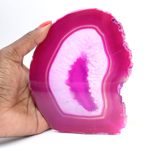 Naturlig rosa färgad agatskiva