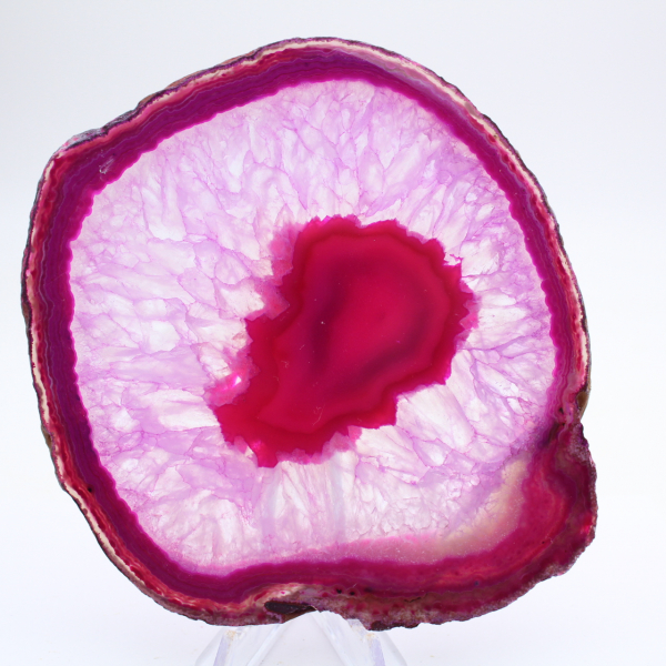 Dekorativ skiva av rosafärgad agat