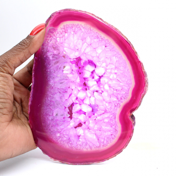 polerad agatskiva, tonad rosa