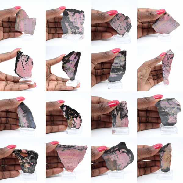 Polerad Rhodonit skiva kvalitetsdekoration