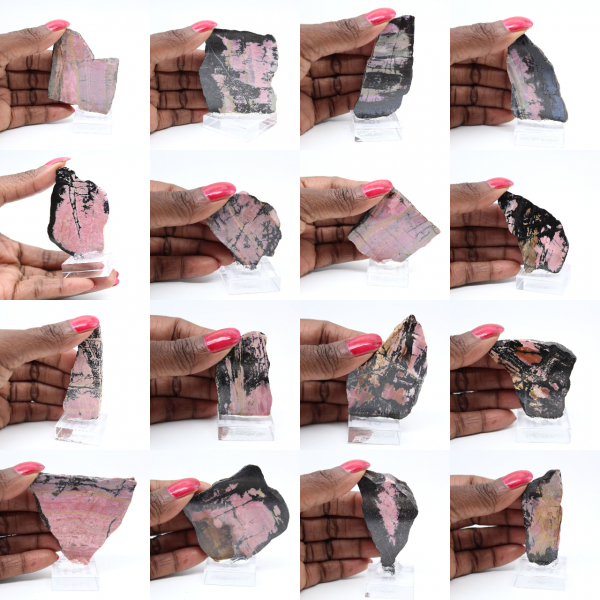 Polerad Rhodonit skiva kvalitetsdekoration