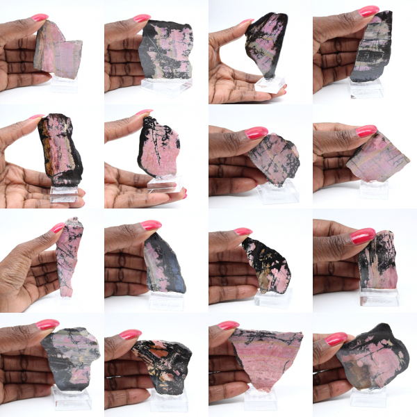 Polerad Rhodonit skiva kvalitetsdekoration