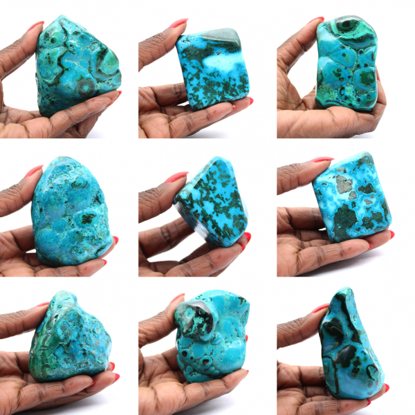 Polerad sten i Kongo Chrysocolla