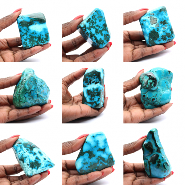 Polerad sten i Kongo Chrysocolla