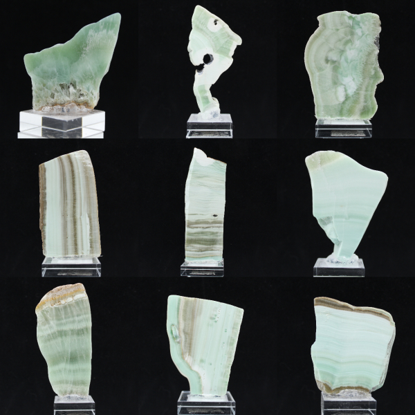 Naturlig grön Aragonit sten skiva