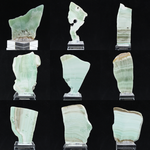 Naturlig grön Aragonit sten skiva