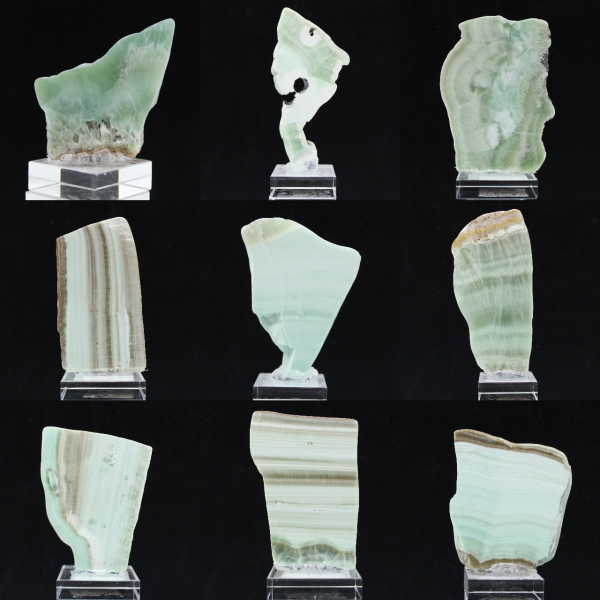 Naturlig grön Aragonit sten skiva