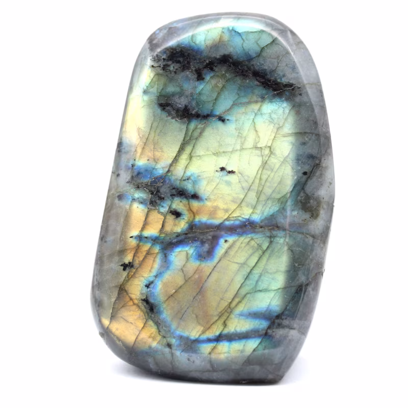 Labradorite: Upptäck denna stens hemligheter med mystiska reflektioner labradorite bloc 091