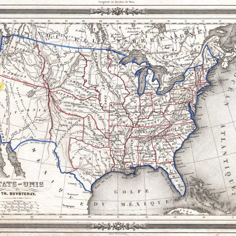 Historien om guldrushen i USA 1852 Duvotenay Map of the United States Gold Rush   Geographicus   EtatsUnis duvotenay 1852
