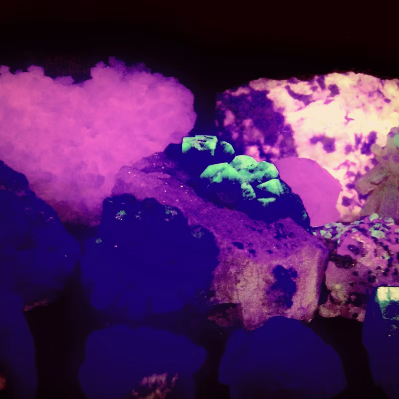 Fluorescerande mineraler: När stenar lyser i mörkret Different fluorescent minerals