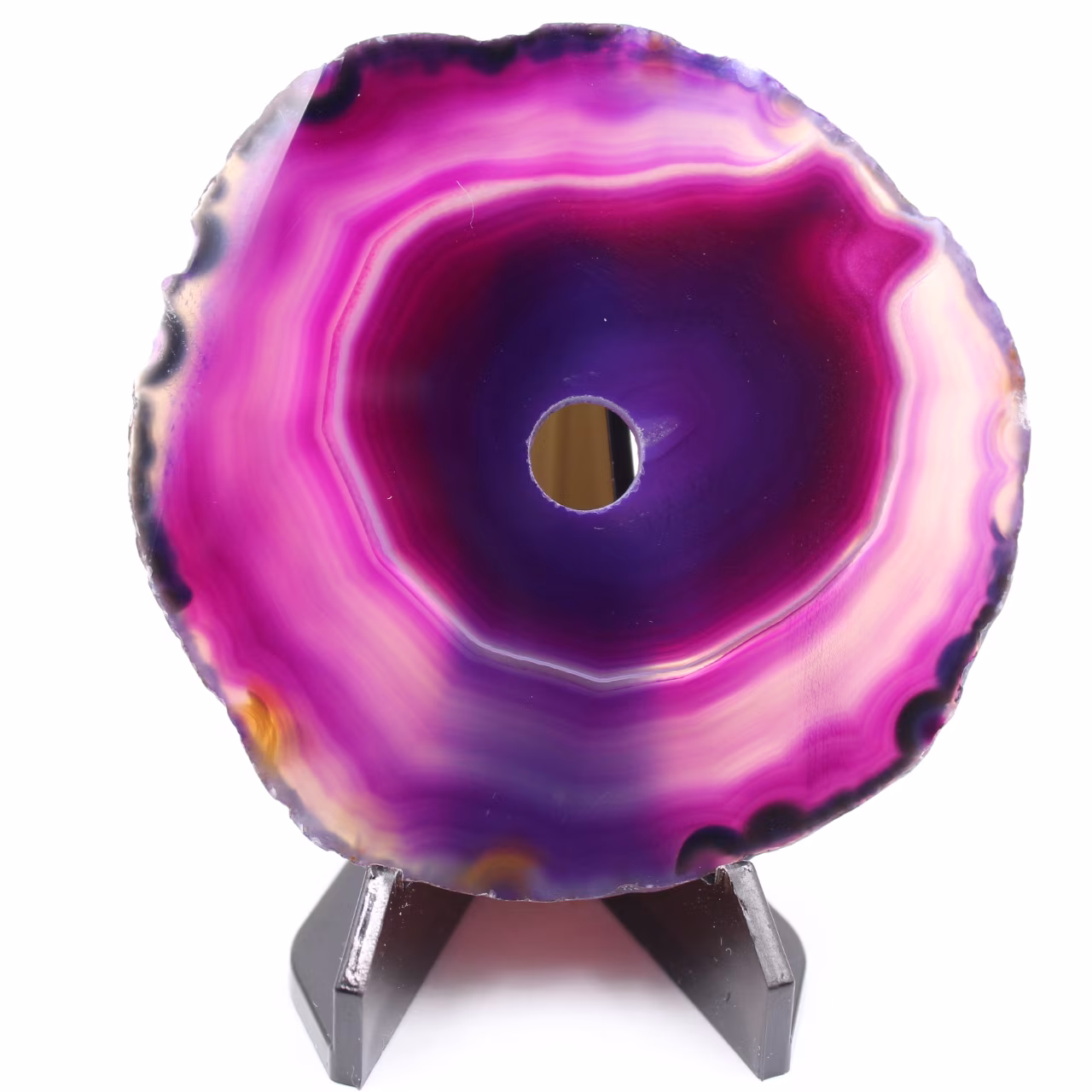 Agat polerad skiva och genomborrad från Brasilien