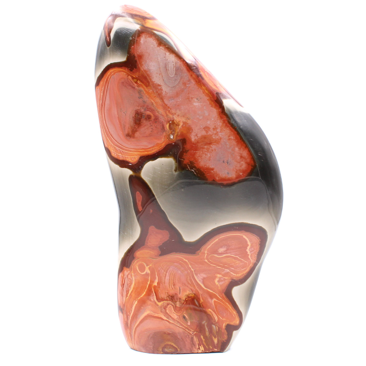 Dekorativt block i tryckt jaspis, rosa brun orange