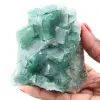 Kubiska kristaller av grön fluorit på massiv fluorit - 0