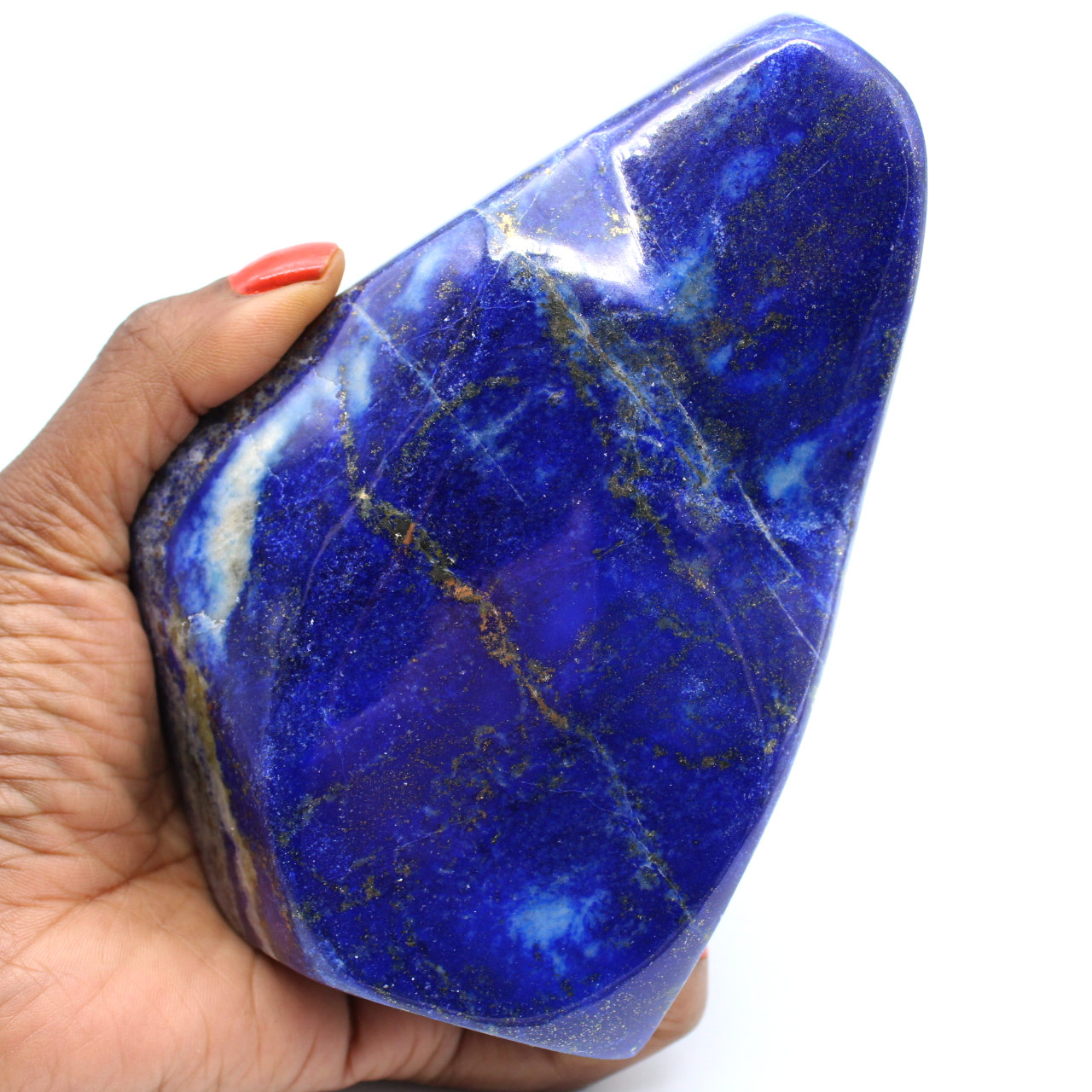 Stort polerat lapis lazuli-block