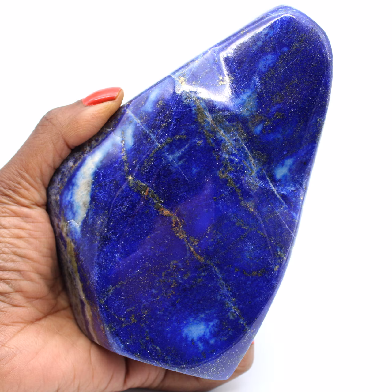 Stort polerat lapis lazuli-block