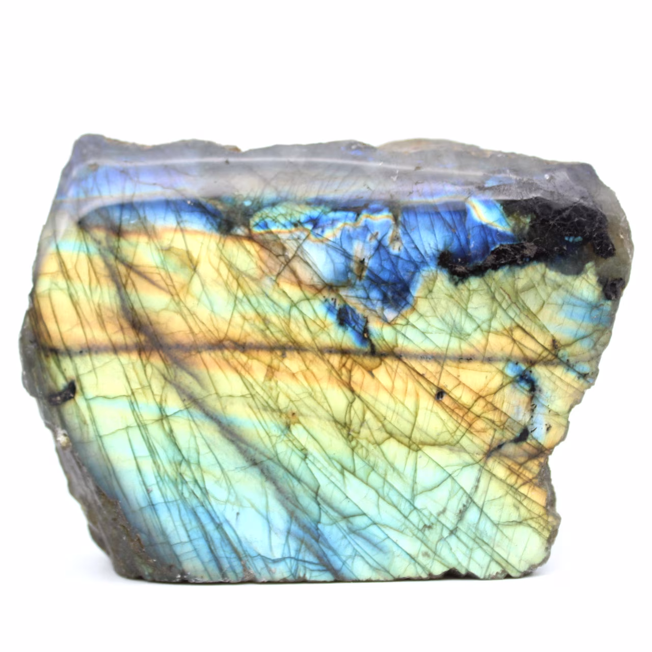 Labradorite ett polerat polerat ansikte från Madagaskar