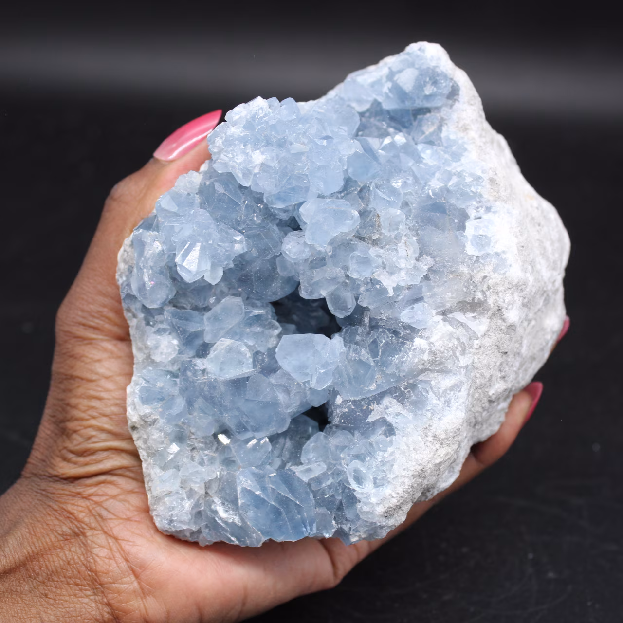 Blå kristalliserad celestite