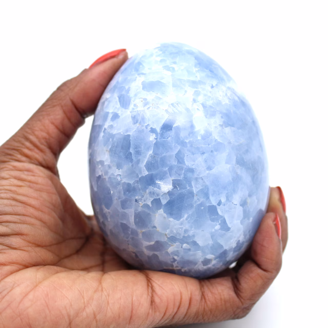 Blått kalcit mineralägg