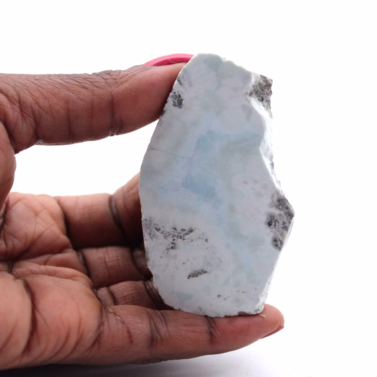 Halvpolerad larimar plakett