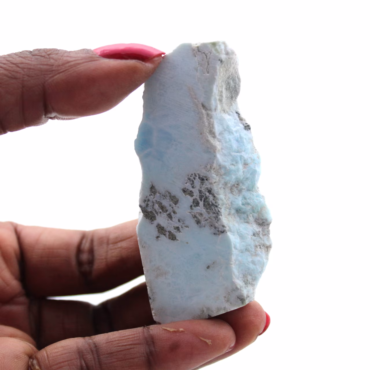 Halvpolerad larimar plakett