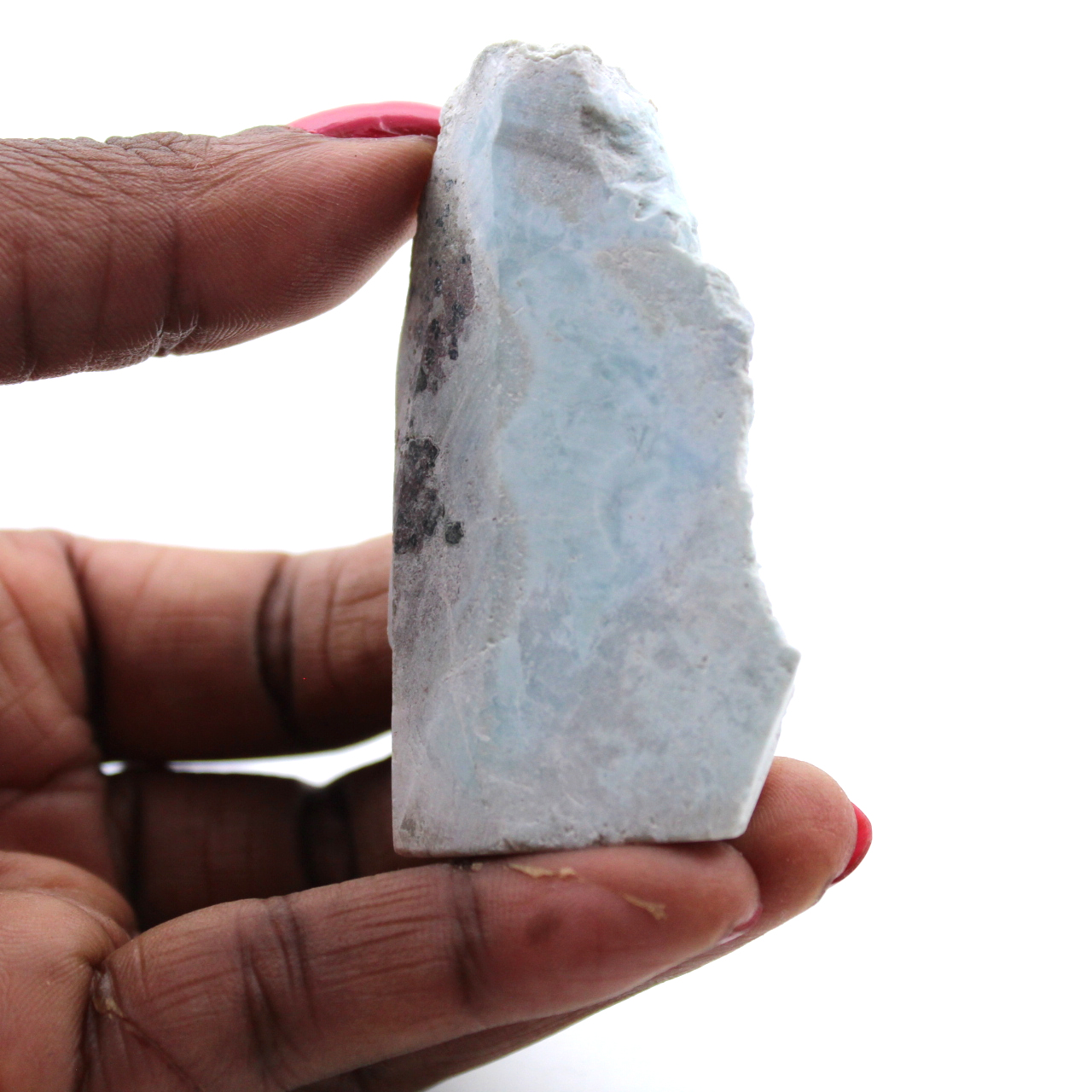 Halvpolerad larimar plakett