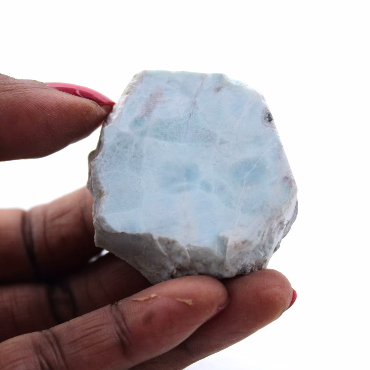 Halvpolerad larimar plakett