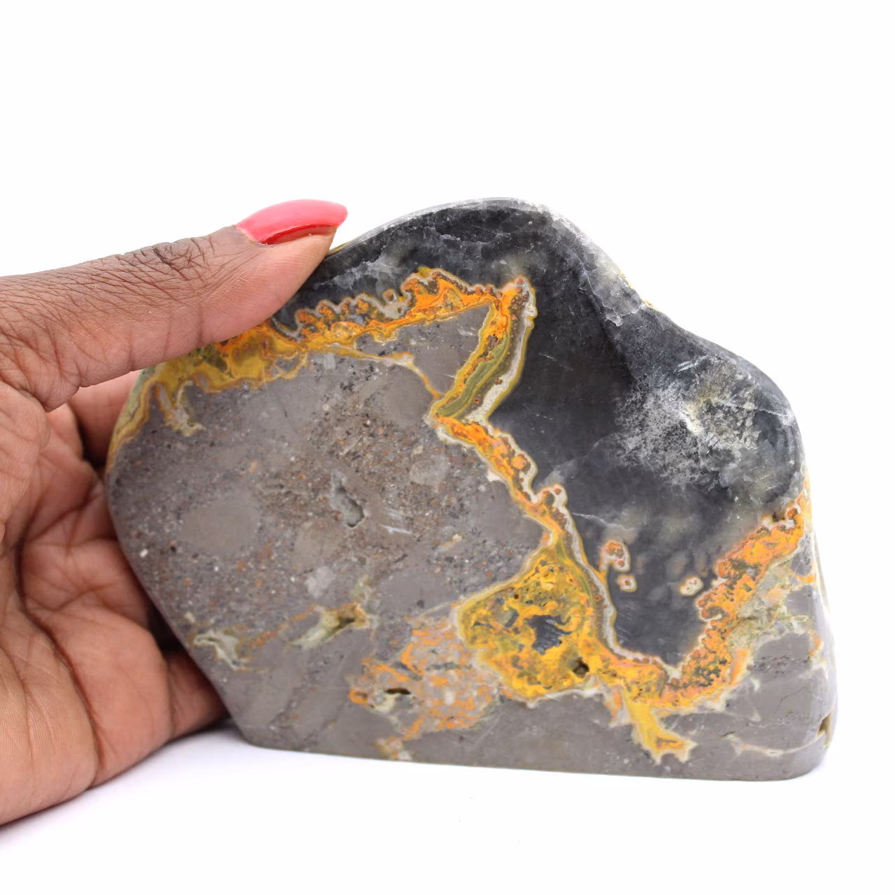 Mineralornament: Polerad humlejaspis från Indonesien