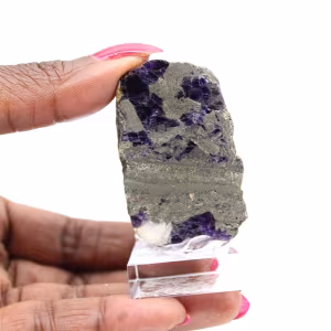 Naturlig Fluorit Pyrit sten unik mineral