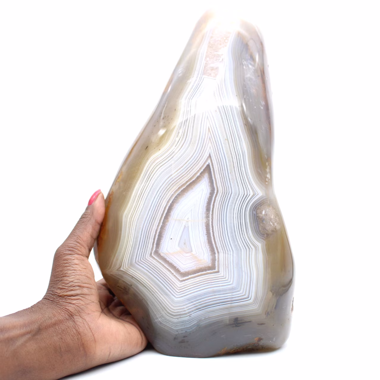 Polerad naturlig karneol, stort mineralprydnad från Madagaskar