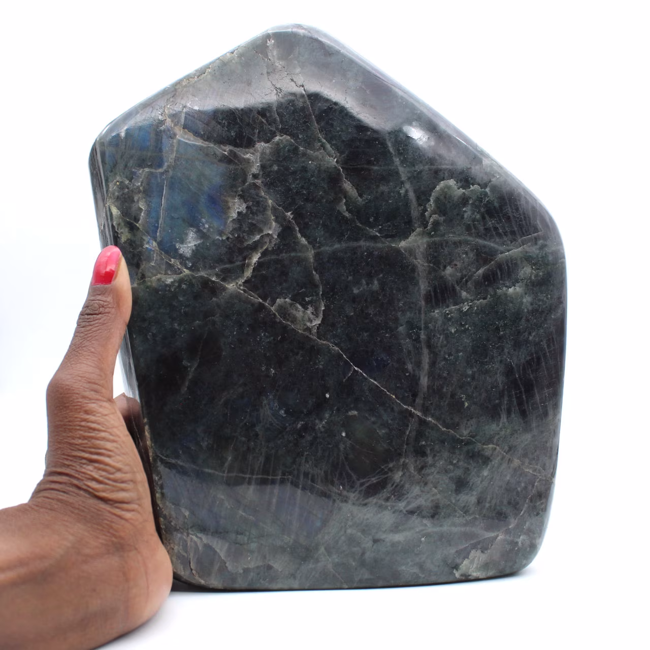 Polerad labradorit, XXL mineralprydnad, samlarobjekt, Madagaskar