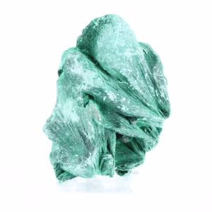 Silkig malakit från Kongo-Kinshasa, samlarmineral på sockel