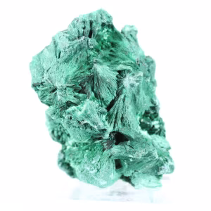 Tät malakit med tätsittande fibrer från Kongo, mineral på akryl